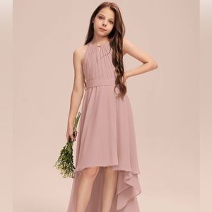 NWT Juniors Formal Dusty Rose Asymmetrical Chiffon Dress